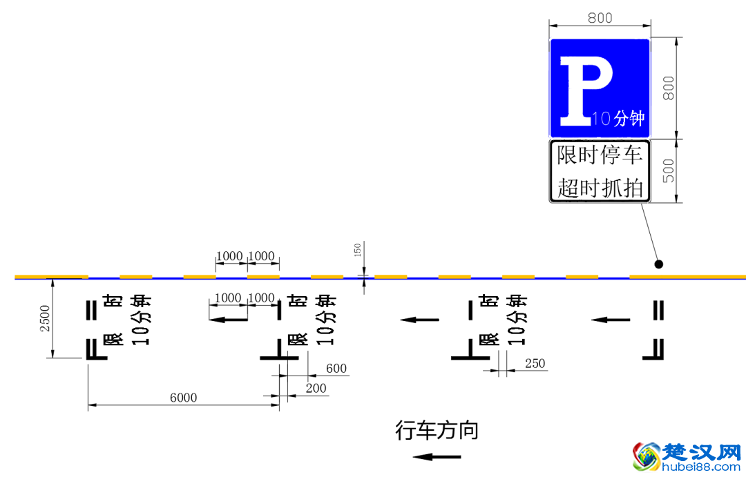 武汉道路停车新规定,限时停车泊位标志标线设置样式